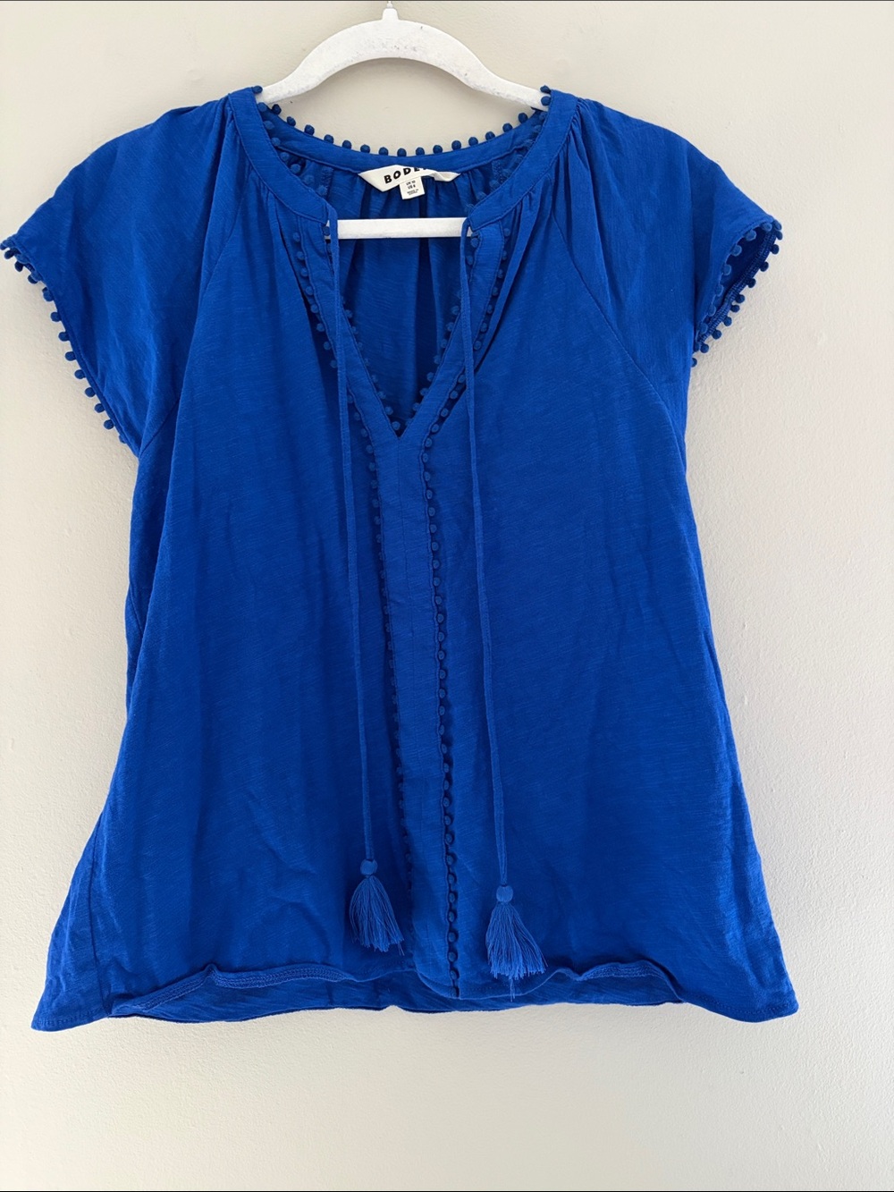 Boden Blue Tie-Front Cotton Top Size 6